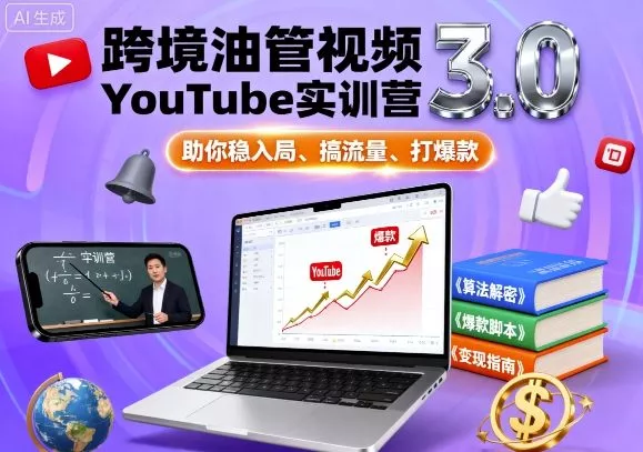 跨境油管视频YouTube实训营3.0，助你稳入局、搞流量、打爆款 - 项目资源网
