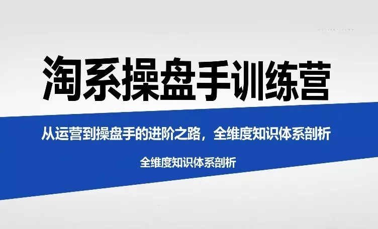 淘系操盘手训练营，从运营到操盘手的进阶之路，全维度知识体系剖析 - 项目资源网