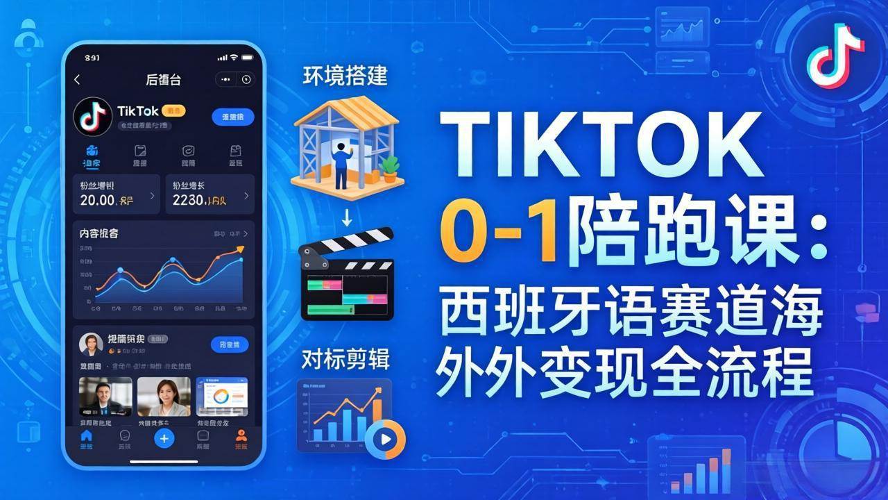 （17908期）TIKTOK 0-1 陪跑课：从环境搭建到刷对标剪辑，西班牙语赛道海外变现全流程 - 项目资源网