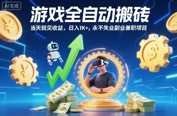 游戏全自动搬砖，当天就见收益，日入1K+，永不失业副业兼职项目【揭秘】 - 项目资源网