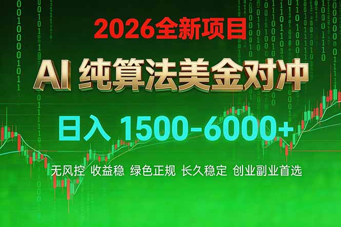 2026 全新美金对冲项目，不套平台赠金，不封号，纯算法对冲，日入 1500-6000+ - 项目资源网