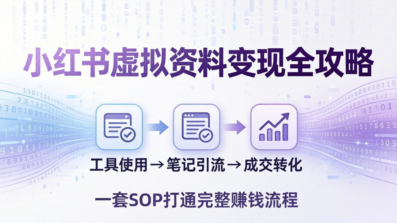 小红书虚拟资料变现全攻略：从工具使用到笔记引流成交，一套 SOP 打通完整赚钱流程 - 项目资源网