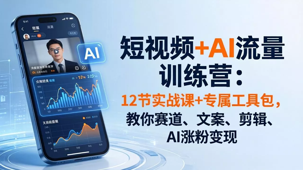 短视频+AI流量训练营：12节实战课+专属工具包，教你赛道、文案、剪辑、AI涨粉变现 - 项目资源网