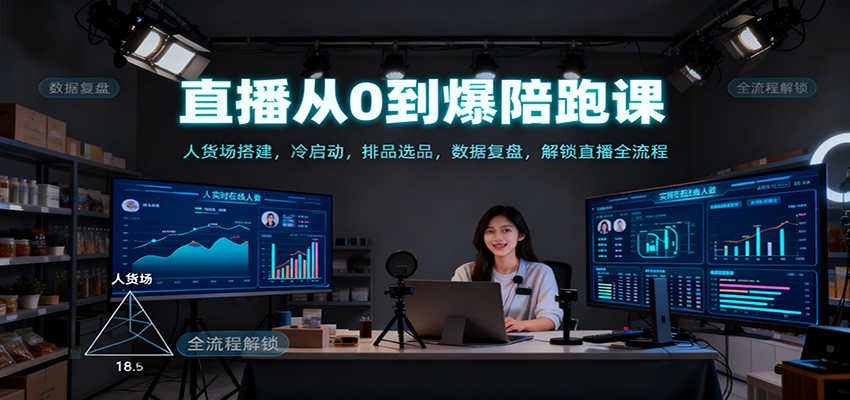 直播从0到爆陪跑课：人货场搭建，冷启动，排品选品，数据复盘，解锁直播全流程 - 项目资源网