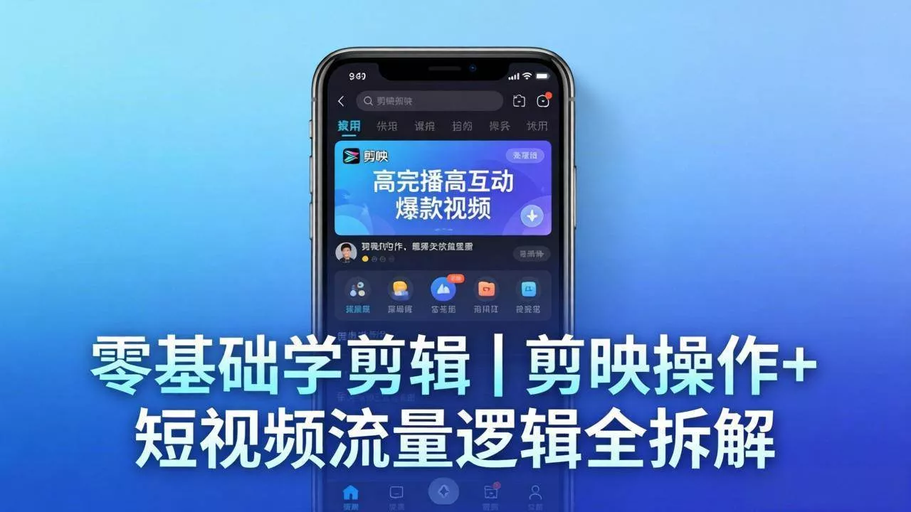 （18117期） 【零基础学剪辑】剪映操作+短视频流量逻辑全拆解｜手把手教你剪出高完播高互动爆款视频 - 项目资源网