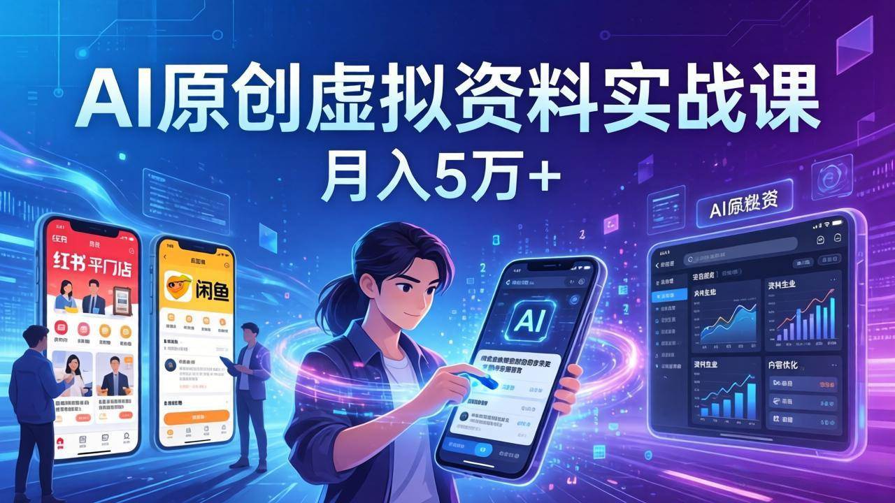 （17657期）AI原创虚拟资料实战课：2026新机会，小红书闲鱼开店，普通人用AI轻松变现，月入5万+ - 项目资源网