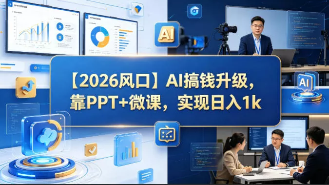 【2026风口】AI搞钱升级，靠PPT+微课，实现日入1k - 项目资源网