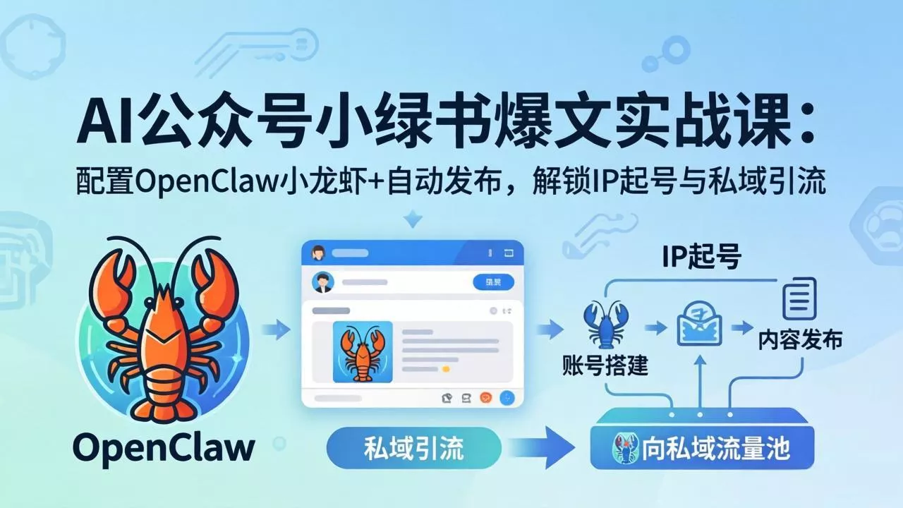 AI公众号小绿书变现实战课：小绿书爆文写作+OpenClaw自动发布，解锁IP起号与私域引流 - 项目资源网