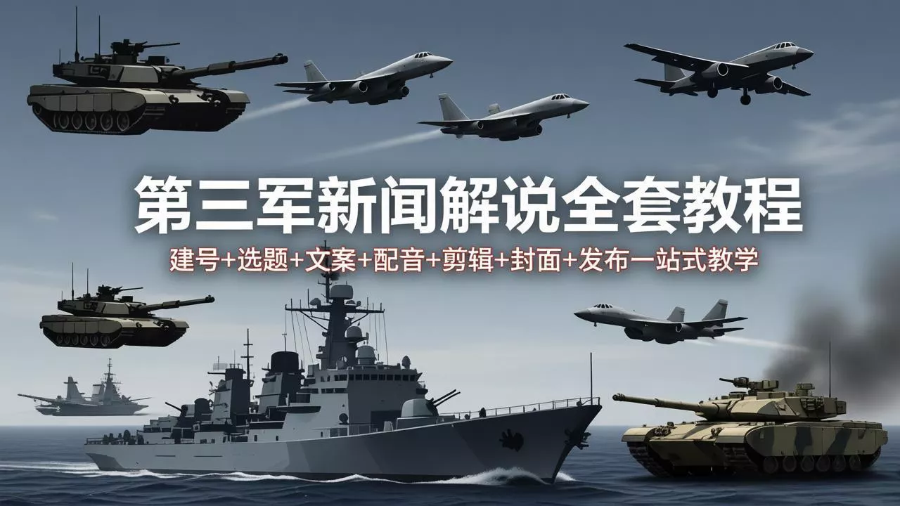 第三军迷新闻解说全套教程：建号+选题+文案+配音+剪辑+封面+发布一站式教学 - 项目资源网