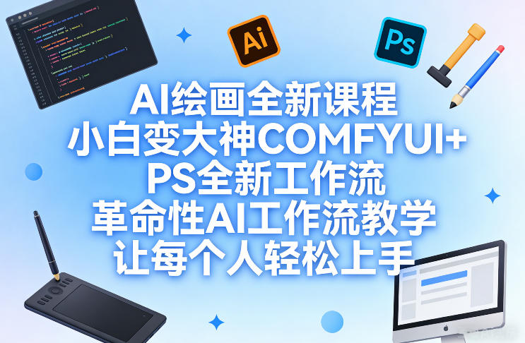 AI绘画全新课程，小白变大神COMFYUI+PS全新工作流，革命性AI工作流教学，让每个人轻松上手 - 项目资源网