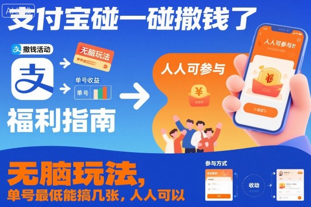 支付宝碰一碰撒钱了，无脑玩法，单号最低能搞几张，人人可以撸【揭秘】 - 项目资源网