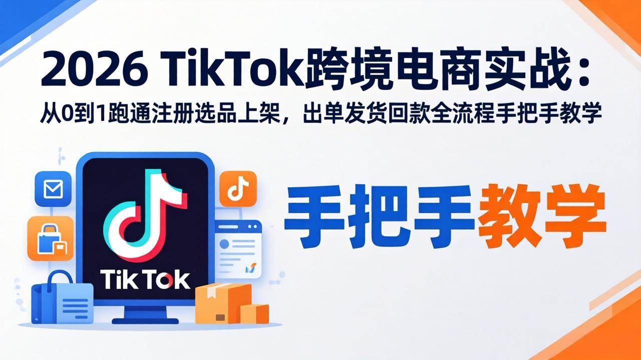 （17850期）2026TikTok跨境电商实战：从0到1跑通注册选品上架，出单发货回款全流程手把手教学 - 项目资源网