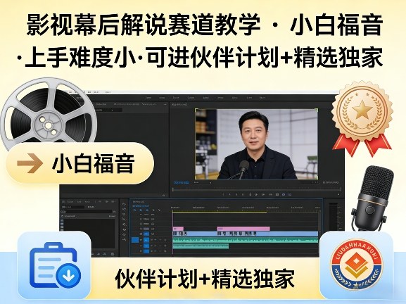 某大佬的影视幕后解说赛道教学，小白福音，上手难度小，可进伙伴计划+精选独家 - 项目资源网