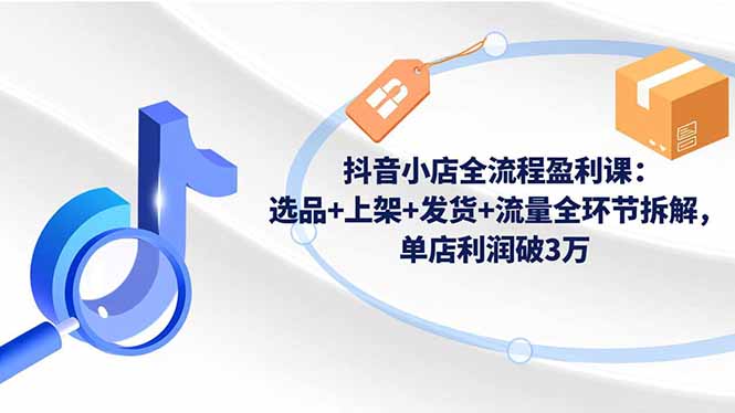 抖音小店全流程盈利课：选品+上架+发货+流量全环节拆解，单店利润破3万 - 项目资源网