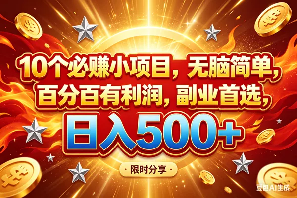 （18092期）10个必赚小项目，百分百赚米，无脑简单，副业首选，日入499+ - 项目资源网