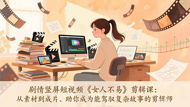 剧情竖屏短视频《女人不易》剪辑课：从素材到成片、助你成为能驾驭复杂故事的剪辑师 - 项目资源网