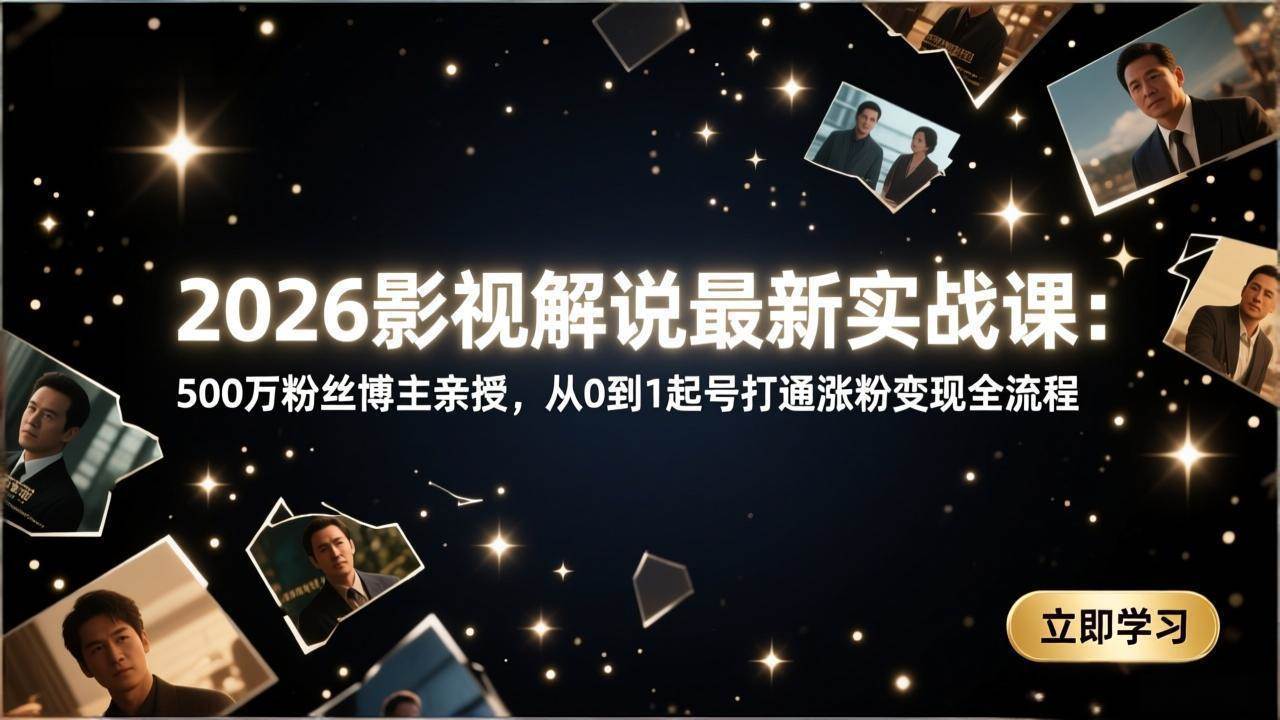 （17530期）2026影视解说最新实战课：500万粉丝博主亲授，从0到1起号打通涨粉变现全流程 - 项目资源网