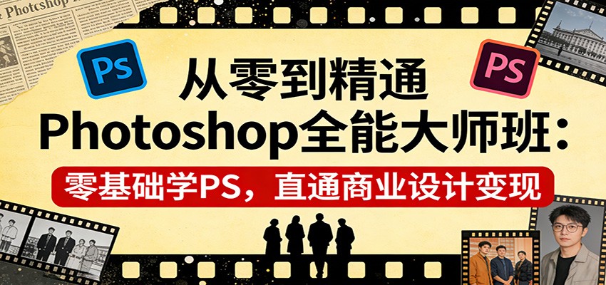 从零到精通Photoshop全能大师班：零基础学PS，直通商业设计变现 - 项目资源网