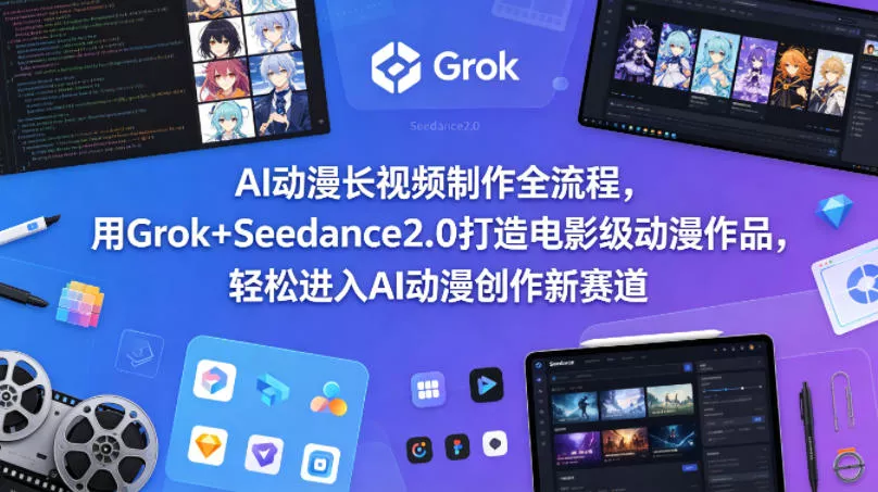 AI动漫长视频制作全流程，用Grok+Seedance2.0打造电影级动漫作品，轻松进入AI动漫创作新赛道 - 项目资源网