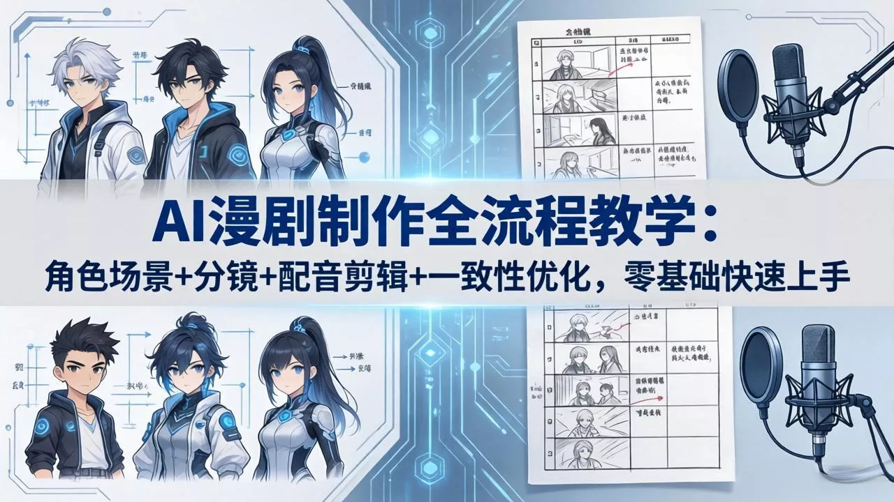 AI漫剧制作全流程教学：角色场景+分镜+配音剪辑+一致性优化，零基础快速上手 - 项目资源网