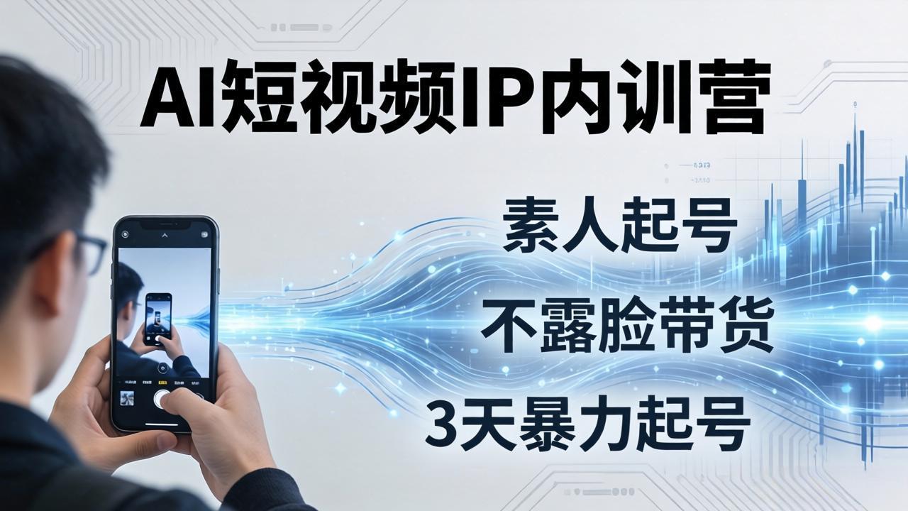 2026AI短视频IP内训营：从素人起号到不露脸带货，3天暴力起号全流程拆解 - 项目资源网