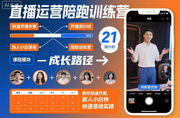直播运营陪跑训练营，教你快速开播，新人小白快速落地实操 - 项目资源网