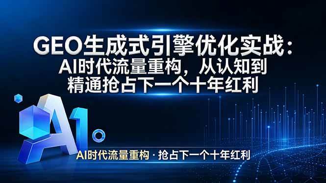 （17708期）GEO 生成式引擎优化实战：AI时代流量重构，从认知到精通抢占下一个十年红利 - 项目资源网