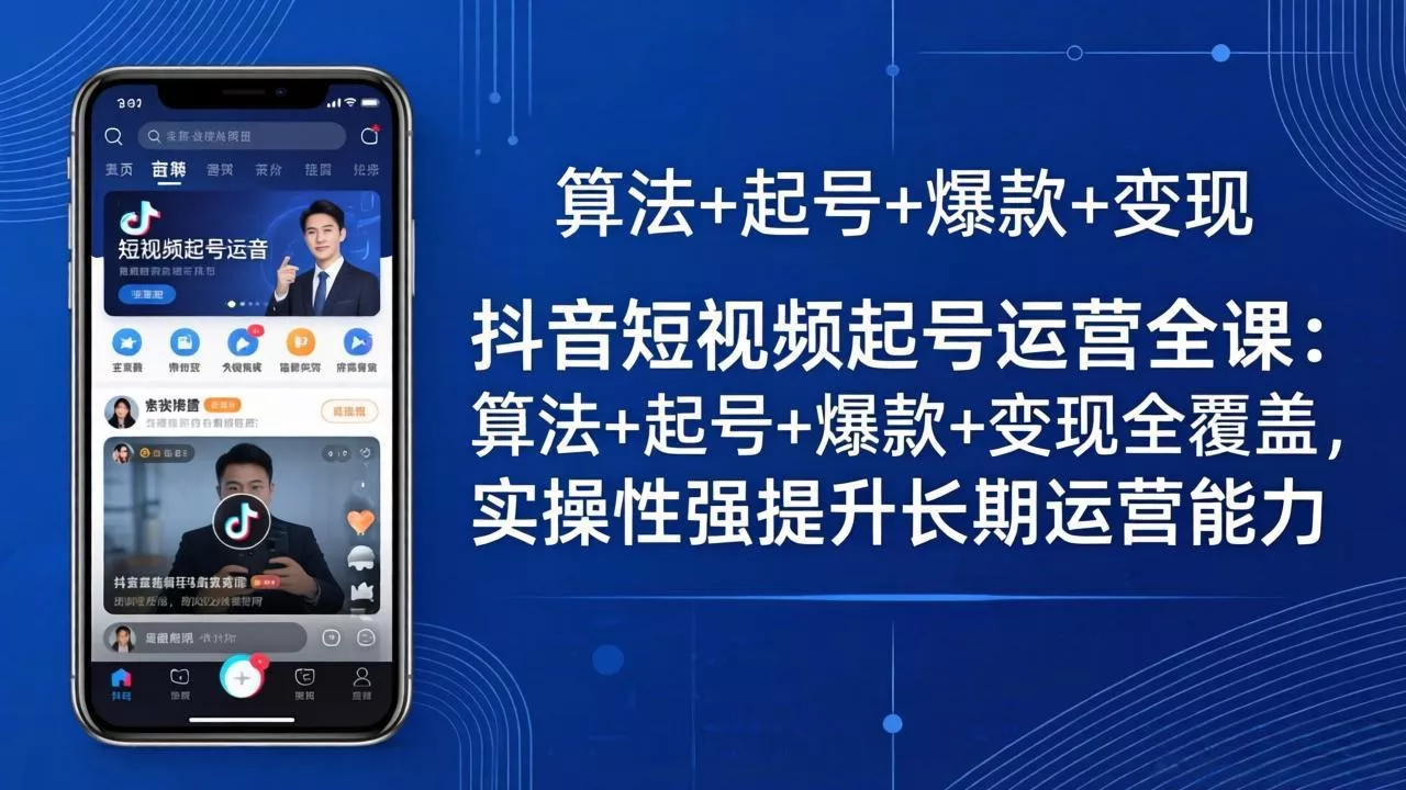 抖音短视频起号运营全课：算法+起号+爆款+变现全覆盖，实操性强提升长期运营能力 - 项目资源网