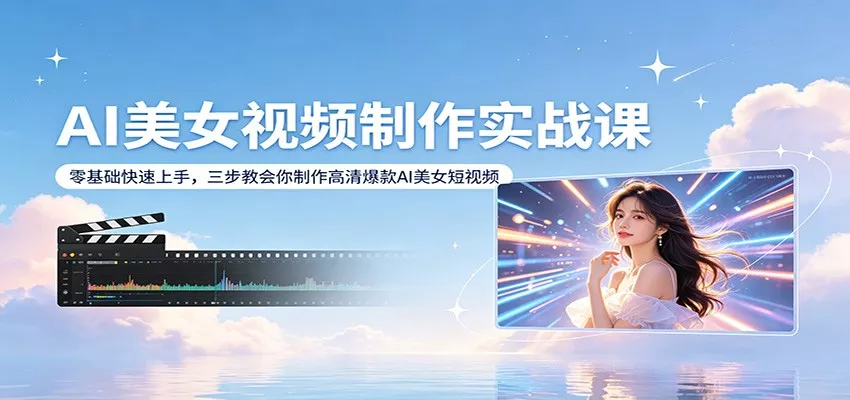 AI美女视频制作实战课：零基础快速上手，三步教会你制作高清爆款AI美女短视频 - 项目资源网