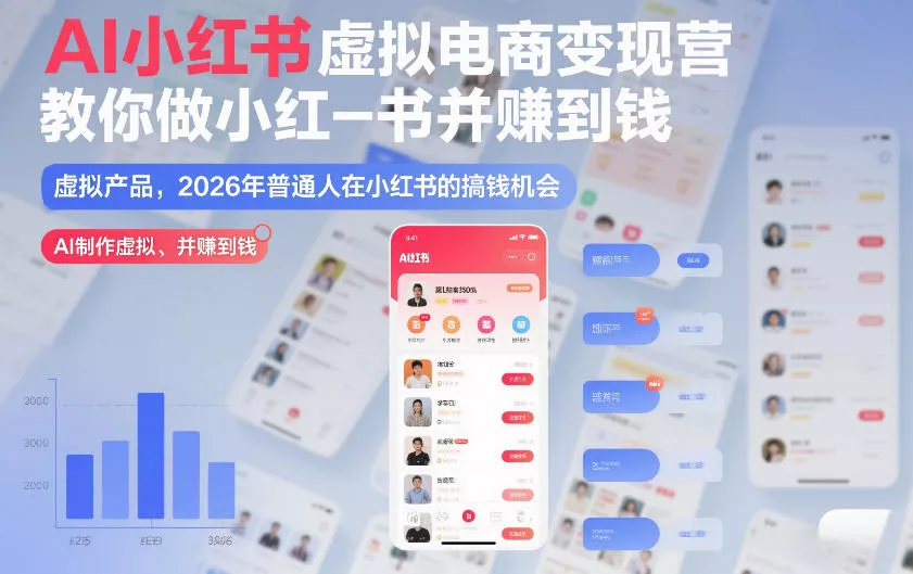 AI小红书虚拟电商变现营，教你做小红书并賺到钱，虚拟产品，2026年普通人在小红书的搞钱机会(完结) - 项目资源网