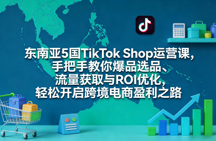 东南亚5国TikTok Shop运营课，手把手教你爆品选品、流量获取与ROI优化，轻松开启跨境电商盈利之路 - 项目资源网
