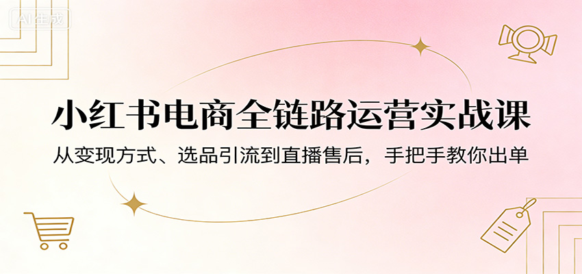小红书电商全链路运营实战课：从变现方式、选品引流到直播售后，手把手教你出单 - 项目资源网