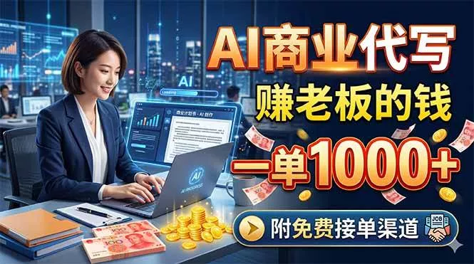 （18444期）AI商业代写，赚老板的钱，一单1000+，附免费接单渠道 - 项目资源网