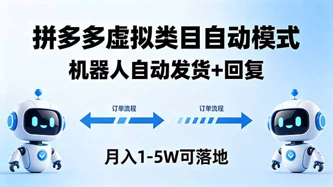 多多虚拟类目自动模式，机器人自动发货 + 回复，月入 1-5W 可落地 - 项目资源网