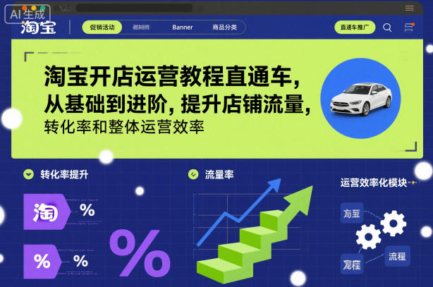淘宝开店运营教程直通车，从基础到进阶，提升店铺流量，转化率和整体运营效率(更新26年3月) - 项目资源网