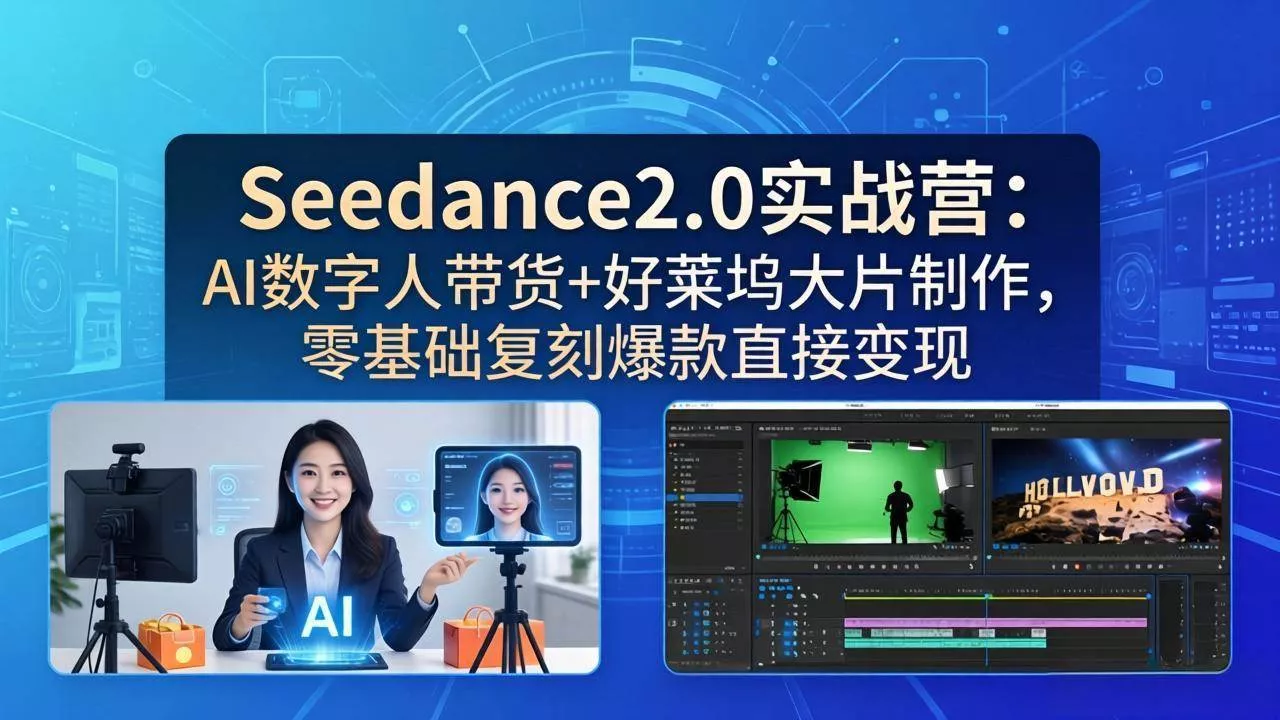 （18238期）Seedance2.0实战营：AI数字人带货+好莱坞大片制作，零基础复刻爆款直接变现 - 项目资源网