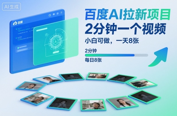 百度AI拉新项目，2分钟一个视频，小白可做，一天8张【附案例+保姆级教程】 - 项目资源网