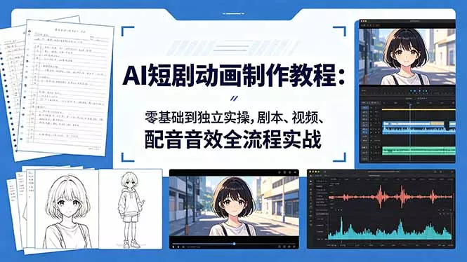 AI短剧动画制作教程：零基础到独立实操，剧本、视频、配音音效全流程实战 - 项目资源网