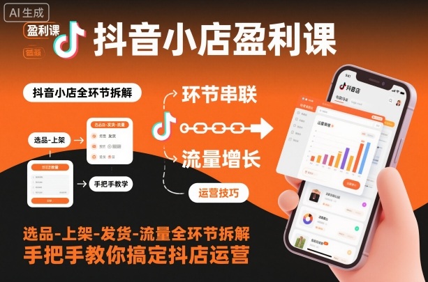 抖音小店盈利课-选品-上架-发货-流量全环节拆解，手把手教你搞定抖店运营 - 项目资源网