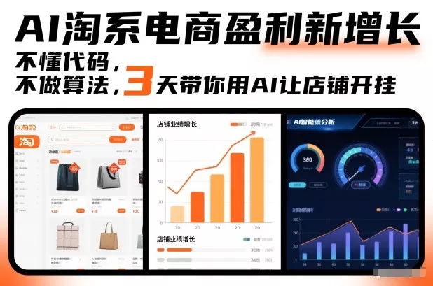 AI淘系电商盈利新增长，不懂代码，不做算法，3天带你用AI让店铺开挂 - 项目资源网