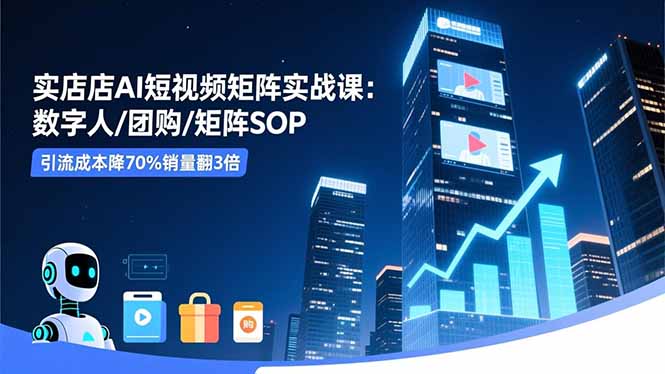 实体店AI短视频矩阵实战课：数字人/团购/矩阵SOP，引流成本降70%销量翻3倍 - 项目资源网