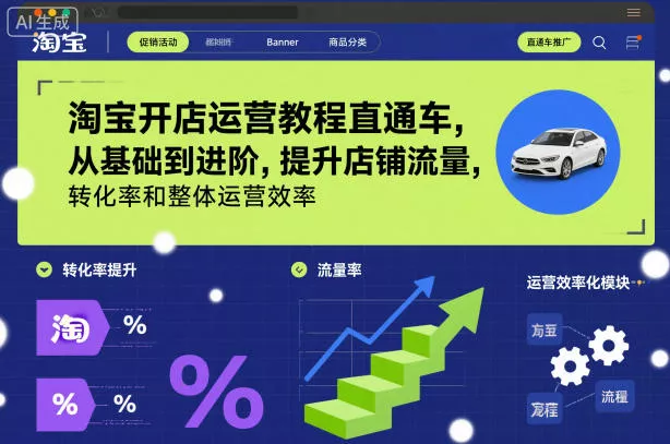淘宝开店运营教程直通车，从基础到进阶，提升店铺流量，转化率和整体运营效率(更新26年4月20日) - 项目资源网
