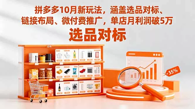 拼多多10月新玩法，涵盖选品对标、链接布局、微付费推广，单店月利润破5万 - 项目资源网