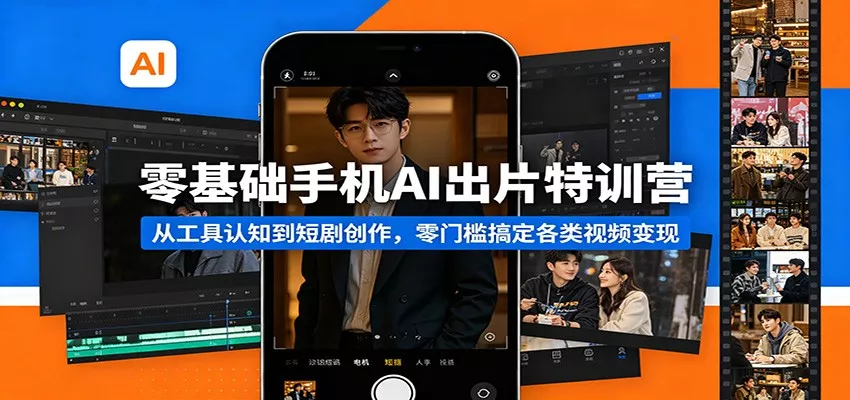 零基础手机AI出片特训营：从工具认知到短剧创作，零门槛搞定各类视频变现 - 项目资源网