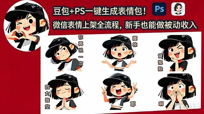 （18402期）豆包+PS一键生成表情包！微信表情上架全流程，新手也能做被动收入 - 项目资源网