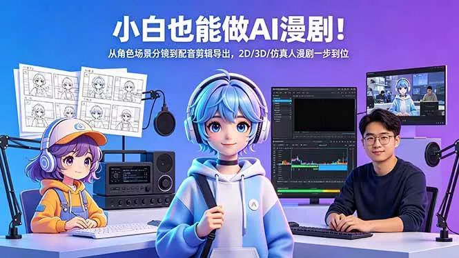 （18343期）小白也能做AI漫剧！从角色场景分镜到配音剪辑导出，2D/3D/仿真人漫剧一步到位 - 项目资源网