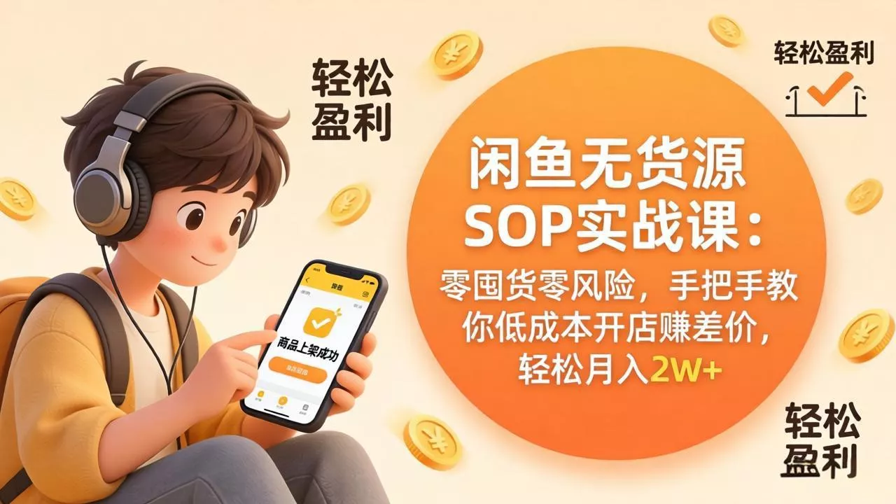 闲鱼无货源SOP实战课：零囤货零风险，手把手教你低成本开店赚差价，轻松月入2w+ - 项目资源网