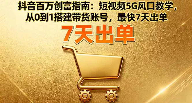 抖音百万创富指南：短视频5G风口教学，从0到1搭建带货账号，最快7天出单 - 项目资源网