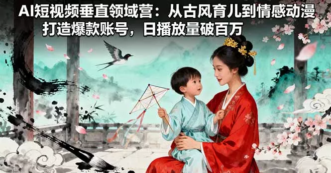 AI短视频垂直领域营：从古风育儿到情感动漫，打造爆款账号,日播放量破百万 - 项目资源网