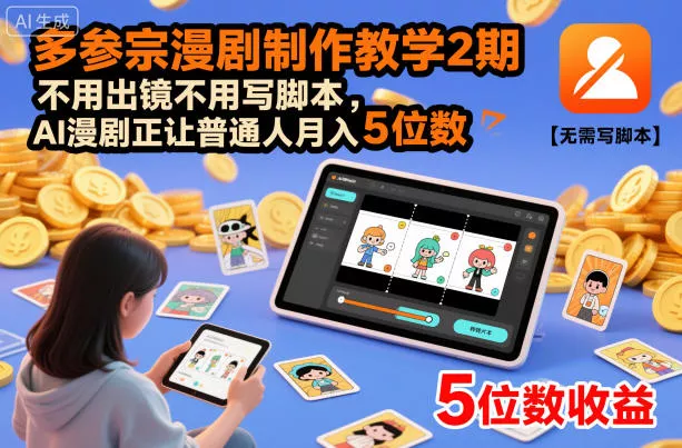 多参宗漫剧制作教学2期，不用出镜不用写脚本，AI漫剧正让普通人月入5位数(更新) - 项目资源网